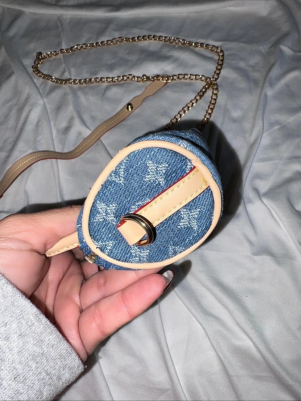 Inspired by micro Bag Denim Blue & Tan - Picture 7 of 9